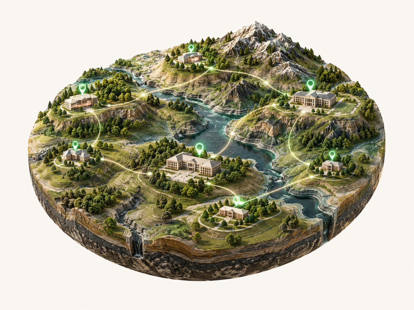 Schools across your city connected by glowing catchment routes
